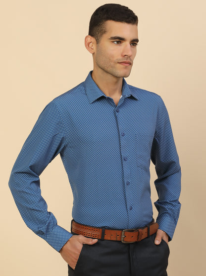 Men's Stylish Printed Formal Shirt | Regular Fit | Full Sleeve | Polyester | Smart Formal Wear