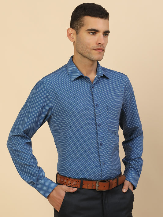 Men's Stylish Printed Formal Shirt | Regular Fit | Full Sleeve | Polyester | Smart Formal Wear