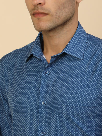 Men's Stylish Printed Formal Shirt | Regular Fit | Full Sleeve | Polyester | Smart Formal Wear
