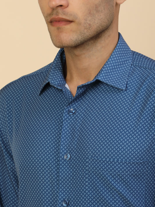 Men's Stylish Printed Formal Shirt | Regular Fit | Full Sleeve | Polyester | Smart Formal Wear