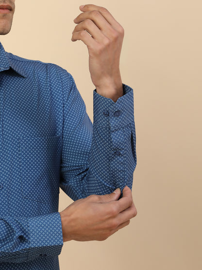 Men's Stylish Printed Formal Shirt | Regular Fit | Full Sleeve | Polyester | Smart Formal Wear