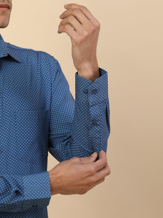 Men's Stylish Printed Formal Shirt | Regular Fit | Full Sleeve | Polyester | Smart Formal Wear