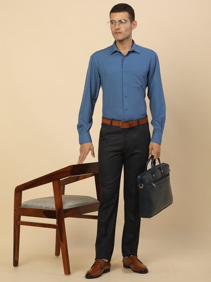 Men's Stylish Printed Formal Shirt | Regular Fit | Full Sleeve | Polyester | Smart Formal Wear