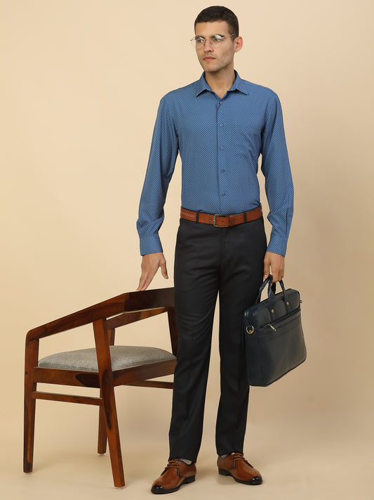 Men's Stylish Printed Formal Shirt | Regular Fit | Full Sleeve | Polyester | Smart Formal Wear