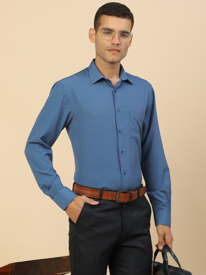 Men's Stylish Printed Formal Shirt | Regular Fit | Full Sleeve | Polyester | Smart Formal Wear