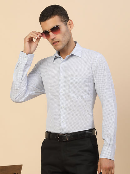 Men's Stylish Printed Formal Shirt | Regular Fit | Full Sleeve | Polyester | Smart Formal Wear