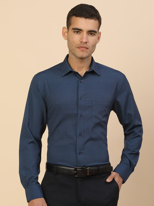 Men's Stylish Printed Formal Shirt | Regular Fit | Full Sleeve | Polyester | Smart Formal Wear
