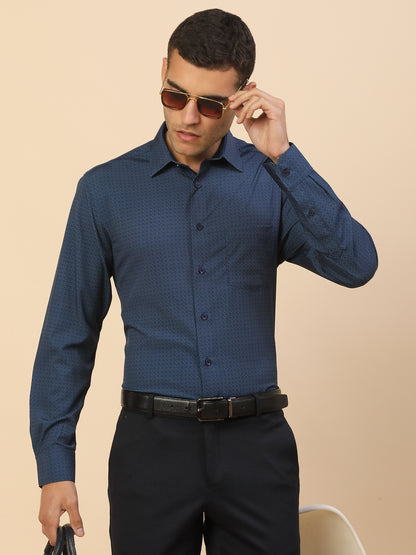 Men's Stylish Printed Formal Shirt | Regular Fit | Full Sleeve | Polyester | Smart Formal Wear