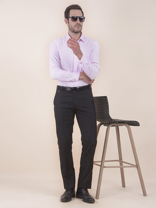  Pink Regular Fit Self Design Full Sleeve Formal Shirt