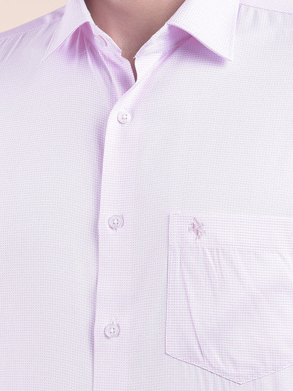 Men's Pink Regular Fit Self Design Full Sleeve Formal Shirt