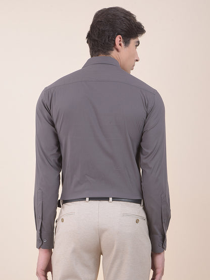 Men's Grey Slim Fit Solid Full Sleeve Casual Shirt