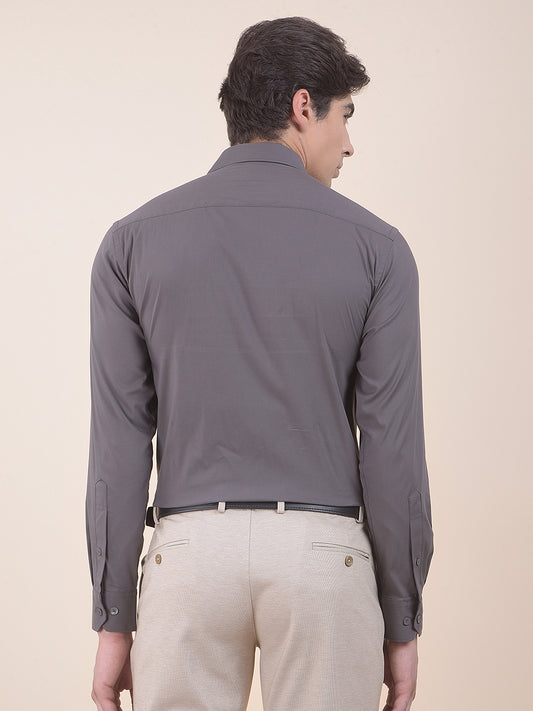Men's Grey Slim Fit Solid Full Sleeve Casual Shirt