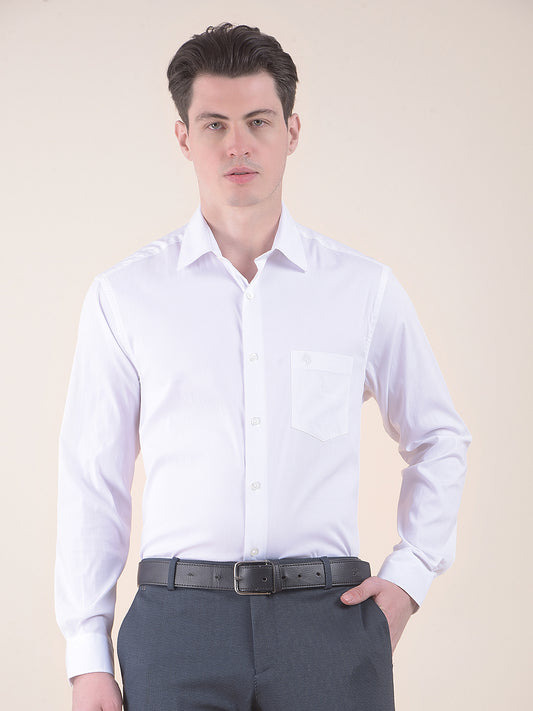 Men's White Slim Fit Solid Full Sleeve Casual Shirt