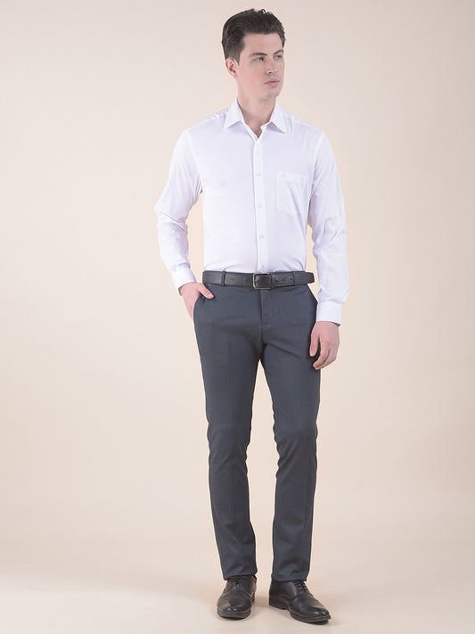 Men's White Slim Fit Solid Full Sleeve Casual Shirt