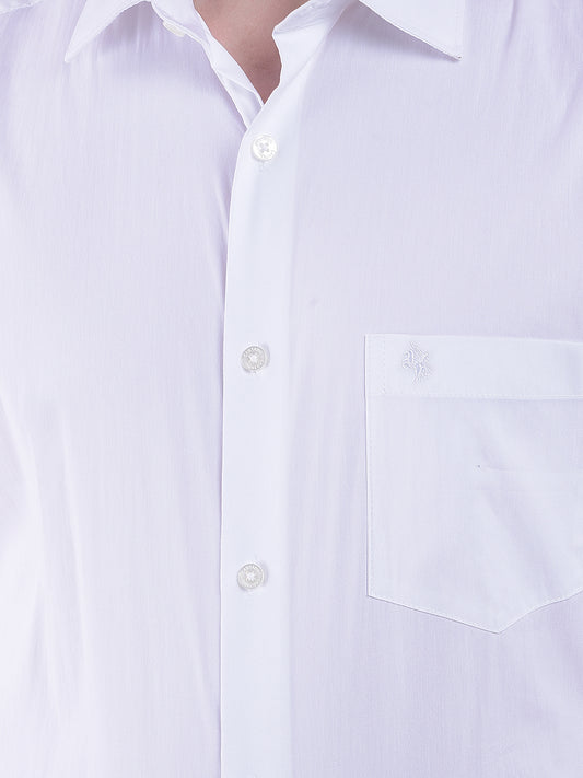 Men's White Slim Fit Solid Full Sleeve Casual Shirt