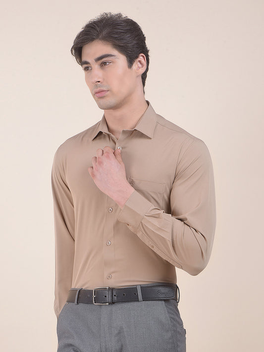 Men's Fawn Slim Fit Solid Full Sleeve Formal Shirt