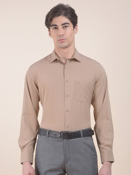 Men's Fawn Slim Fit Solid Full Sleeve Formal Shirt