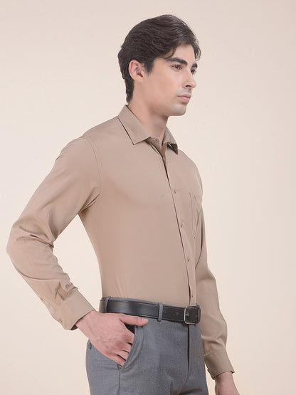 Men's Fawn Slim Fit Solid Full Sleeve Formal Shirt