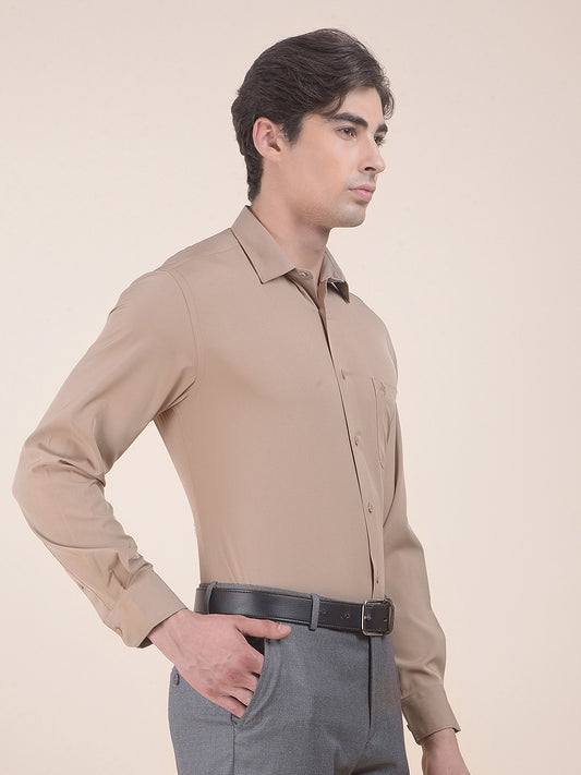 Men's Fawn Slim Fit Solid Full Sleeve Formal Shirt