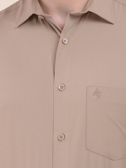 Men's Fawn Slim Fit Solid Full Sleeve Formal Shirt