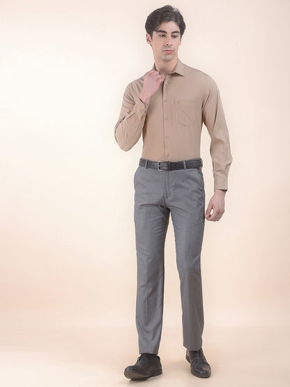 Men's Fawn Slim Fit Solid Full Sleeve Formal Shirt