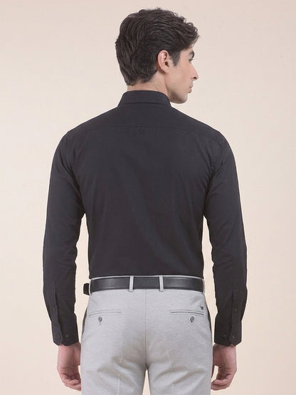 Men's Black Slim Fit Solid Full Sleeve Formal Shirt