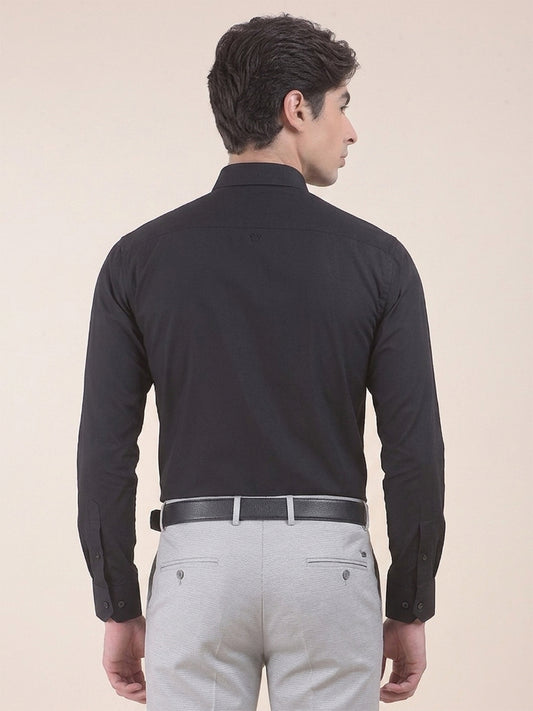 Men's Black Slim Fit Solid Full Sleeve Formal Shirt