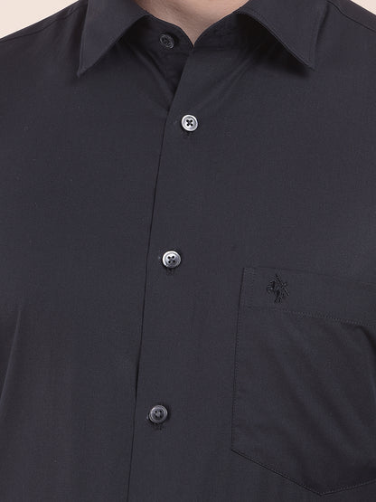 Men's Black Slim Fit Solid Full Sleeve Formal Shirt
