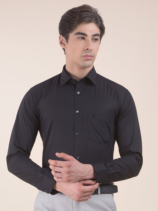 Men's Black Slim Fit Solid Full Sleeve Formal Shirt