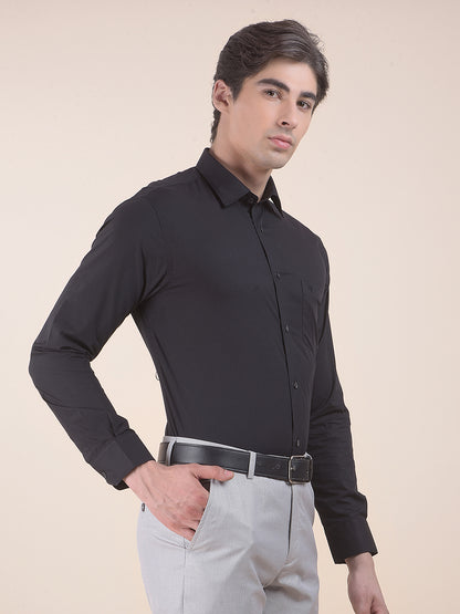 Men's Black Slim Fit Solid Full Sleeve Formal Shirt