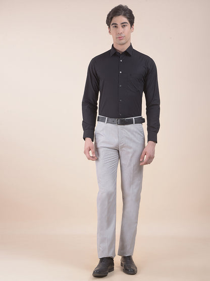 Men's Black Slim Fit Solid Full Sleeve Formal Shirt