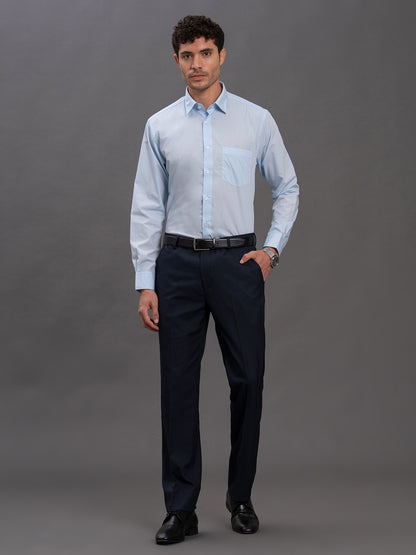 Men's Sky Blue Regular Fit Solid Full Sleeve Formal Shirt