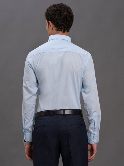 Men's Sky Blue Regular Fit Solid Full Sleeve Formal Shirt
