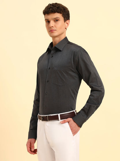 Formal Shirt for Men | Breathable & Soft with Color Fastness Regular Fit Spread Collar Neck Cotton Blend Fabric Solid Pattern