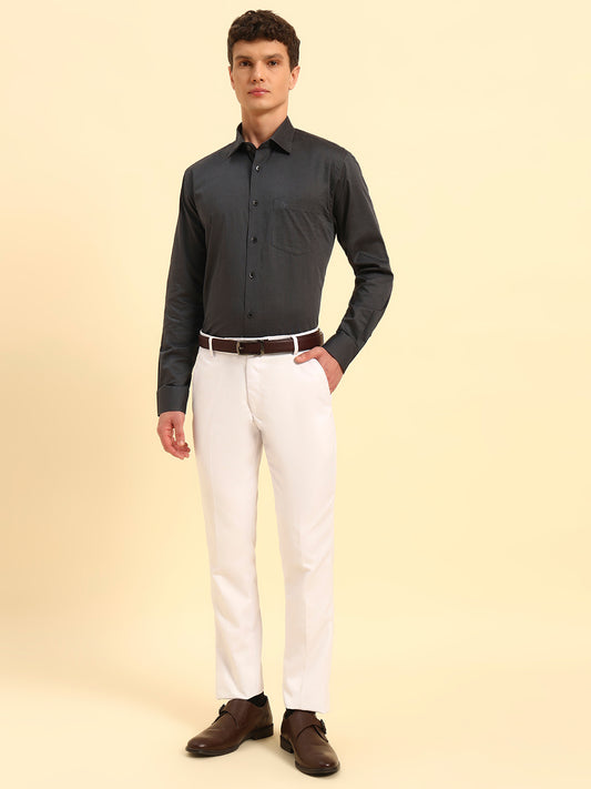 Formal Shirt for Men | Breathable & Soft with Color Fastness Regular Fit Spread Collar Neck Cotton Blend Fabric Solid Pattern
