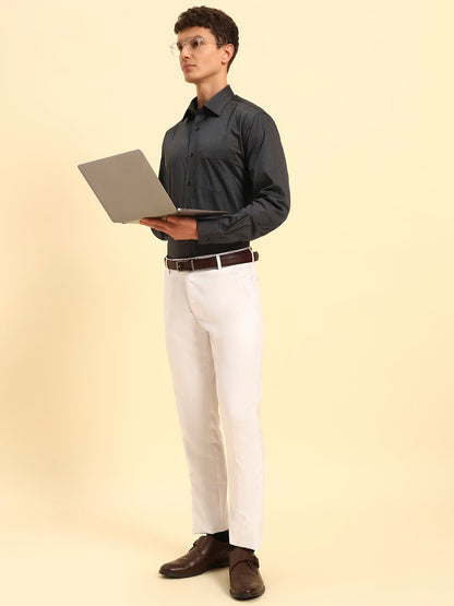 Formal Shirt for Men | Breathable & Soft with Color Fastness Regular Fit Spread Collar Neck Cotton Blend Fabric Solid Pattern