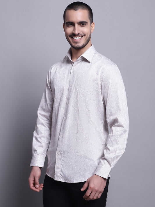 Cantabil Men Brown Party Wear Shirt (7137594343563)