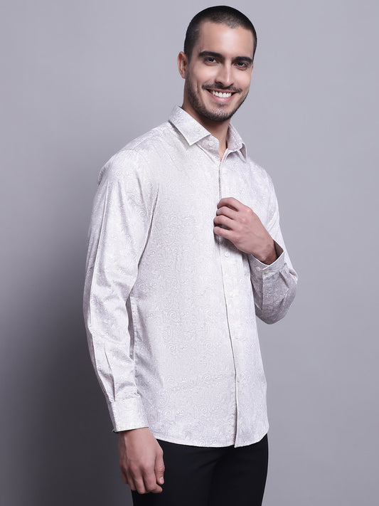 Cantabil Men Brown Party Wear Shirt (7137594343563)