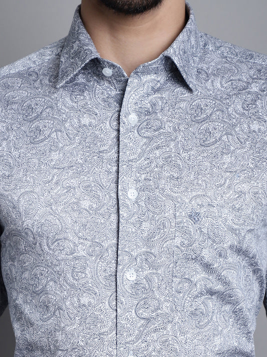 Party Shirt for Men l Breathable & Soft with Color Fastness Regular Fit Spread Collar Neck 100% Cotton Fabric Printed Pattern