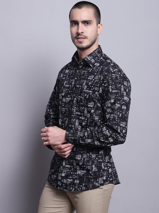 Cantabil Men Black Party Wear Shirt (7137583693963)