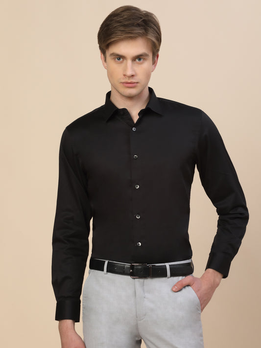 Formal Shirt for Men | Breathable & Soft with Color Fastness Regular Fit Spread Collar Neck Cotton Fabric Solid Pattern