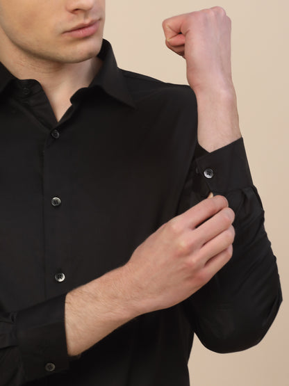 Formal Shirt for Men | Breathable & Soft with Color Fastness Regular Fit Spread Collar Neck Cotton Fabric Solid Pattern