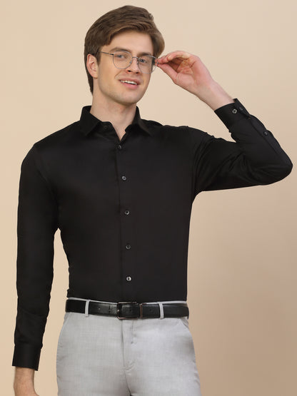 Formal Shirt for Men | Breathable & Soft with Color Fastness Regular Fit Spread Collar Neck Cotton Fabric Solid Pattern