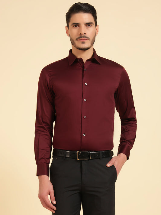 Formal Shirt for Men l Breathable & Soft with Color Fastness Regular Fit Spread Collar Neck Cotton Fabric Solid Pattern