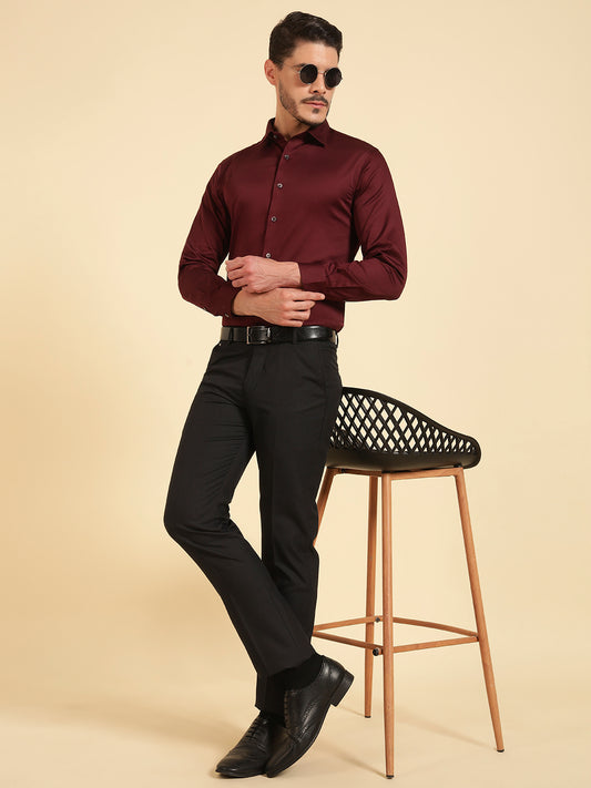 Formal Shirt for Men l Breathable & Soft with Color Fastness Regular Fit Spread Collar Neck Cotton Fabric Solid Pattern
