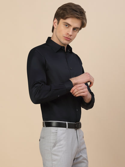 Formal Shirt for Men | Breathable & Soft with Color Fastness Regular Fit Spread Collar Neck Cotton Fabric Solid Pattern