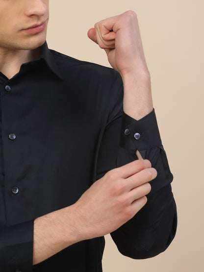 Formal Shirt for Men | Breathable & Soft with Color Fastness Regular Fit Spread Collar Neck Cotton Fabric Solid Pattern