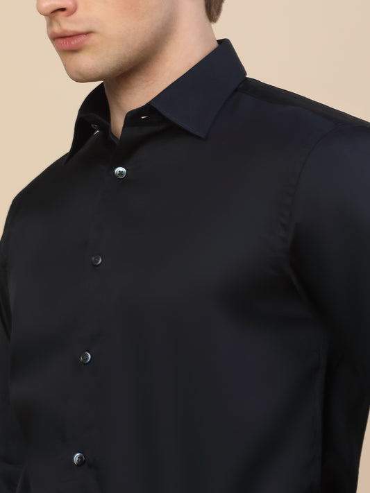 Formal Shirt for Men | Breathable & Soft with Color Fastness Regular Fit Spread Collar Neck Cotton Fabric Solid Pattern