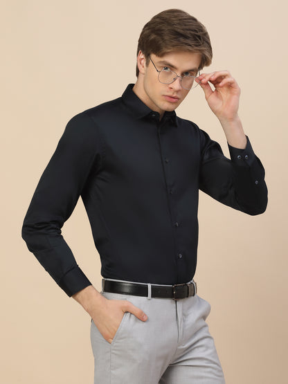 Formal Shirt for Men | Breathable & Soft with Color Fastness Regular Fit Spread Collar Neck Cotton Fabric Solid Pattern