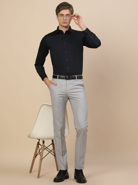 Formal Shirt for Men | Breathable & Soft with Color Fastness Regular Fit Spread Collar Neck Cotton Fabric Solid Pattern